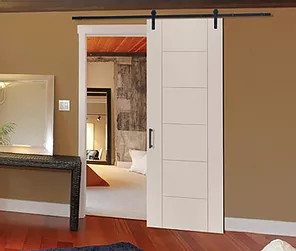 A sliding barn door